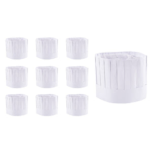 Disposable 9" Paper Chef Tall Hat Set for Home Kitchen, Food Restaurants, Classes (10 Pack)