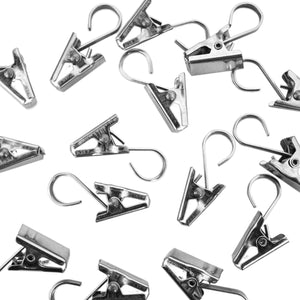 Heavy Duty Satin Nickel Curtain Clips w/Hook for Photos, Showers, Bedroom, Living Room, Home Decoration, Arts & Crafts, 1.5" x 0.5" inch (20 Hooks)