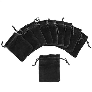 3" x 4" Black Velveteen Pouch Bags (50 Pouches)