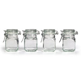 3 1/4" Square Glass 3oz Jar with Hinge Glass Lid (4 Pack)