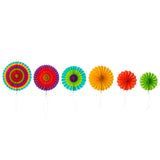 Colorful Round Paper Fans (Southwestern Pattern Design, 6 Pack)
