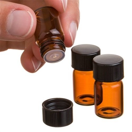 2ml Mini Amber Glass Bottles with Orifice Reducer and Cap (12 Pack)