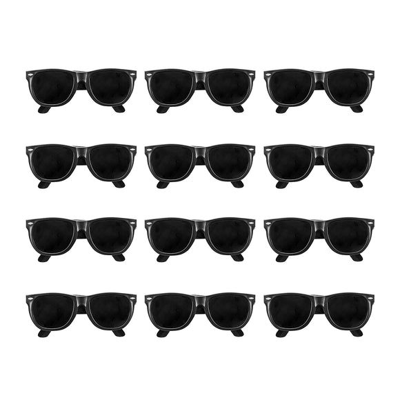 Plastic Black Vintage Retro Style Sunglasses (12 Pairs)