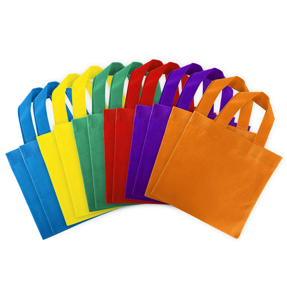 Assorted Colorful Solid Blank Canvas Party Gift Tote Bags (12 Bags) (8