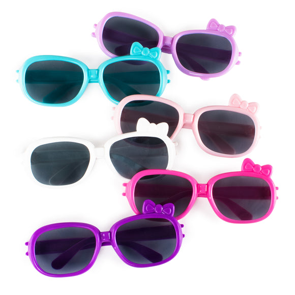 Plastic Color Assorted Round Style Girl Bow Children Sunglasses (12 Pairs)