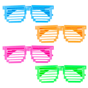 Plastic Color Assorted Square Shutter 80s Glasses (24 Pairs)