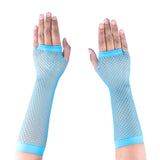 Diva Fingerless Fishnet Neon Gloves 80s Dress-Up Party Set (12 Pack)