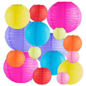 16 Pack Assorted Colorful Decorative Chinese/Japanese Paper Lanterns (Multiple Sizes)
